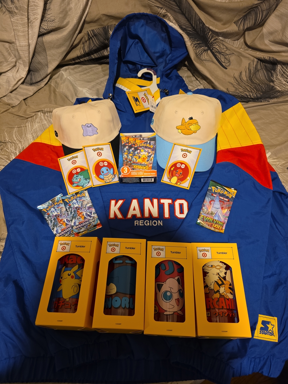 Kanto Region Pokémon Starter Windbreaker Jacket - Blue/Red/Yellow